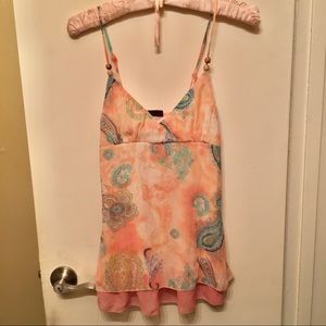 Bohemian Paisley Coral Ruffle Top